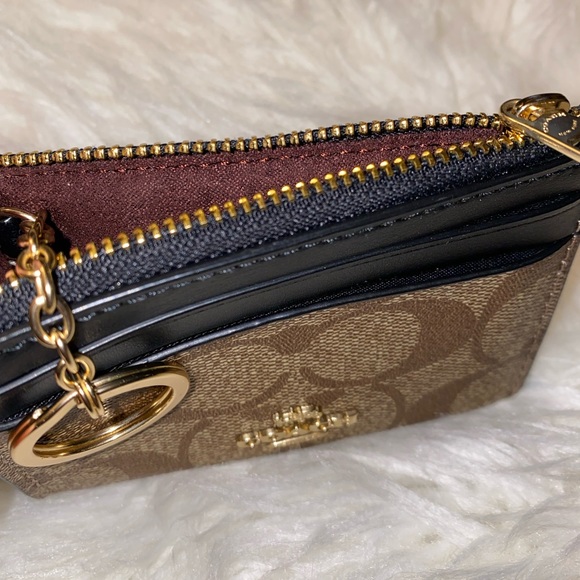 Coach Mini Skinny ID Case in Signature Canvas Tan / Black - Picture 3 of 4